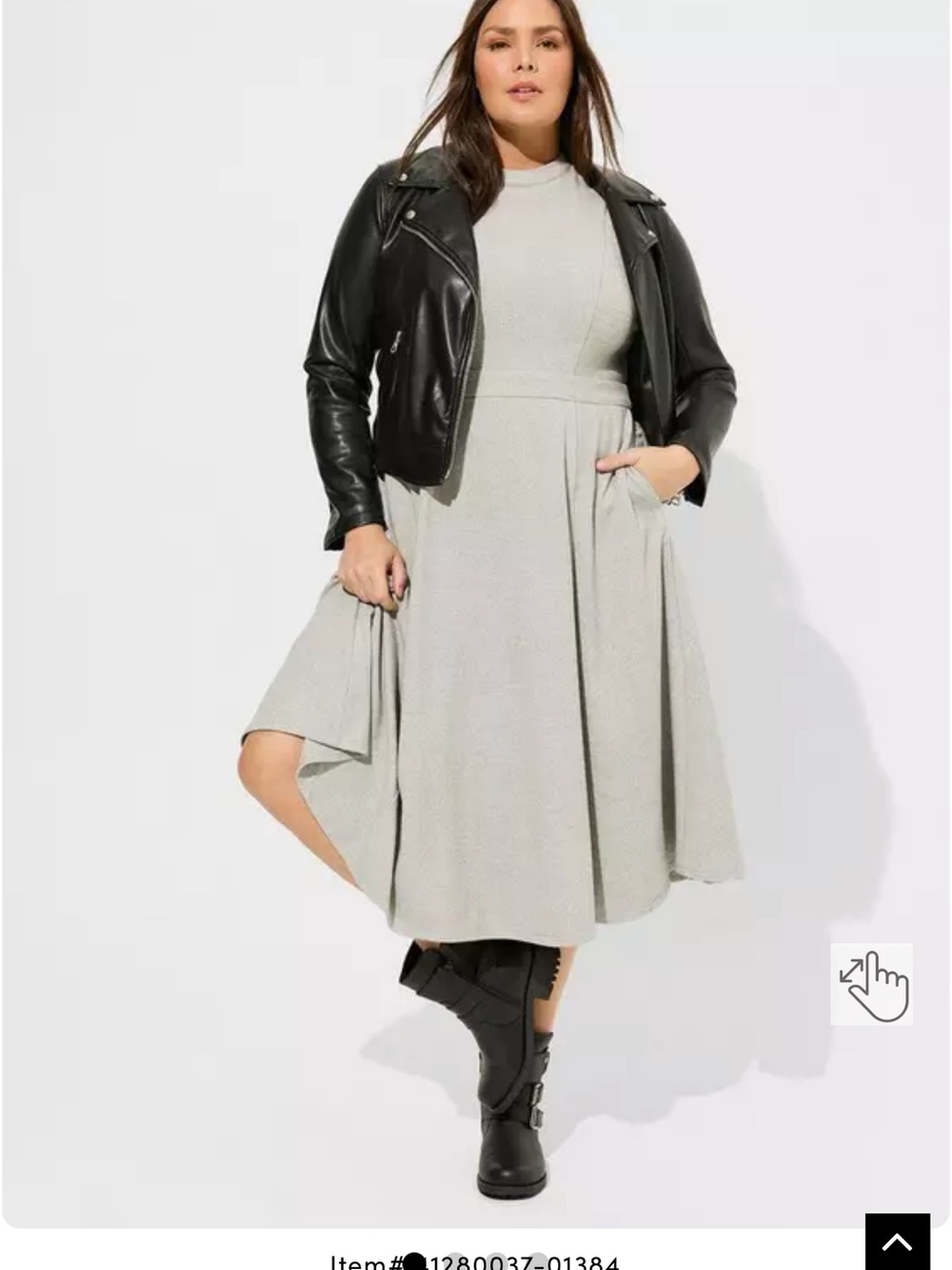 Torrid Mock Neck Twill Midi Dress, Light Grey, pockets, size 16